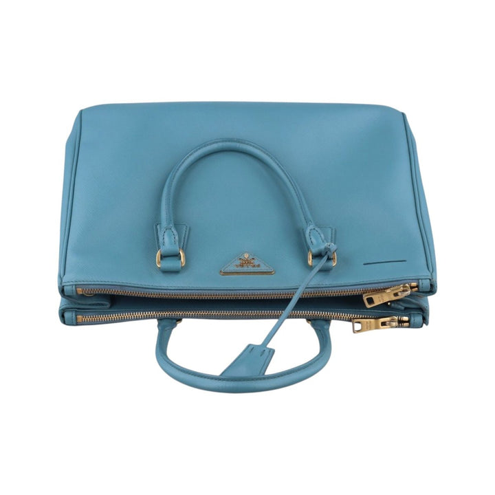 Prada Galleria Saffiano Tote Blue Leather Handbag - Lux Central