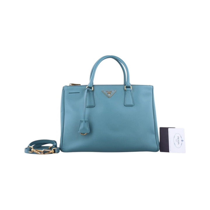 Prada Galleria Saffiano Tote Blue Leather Handbag - Lux Central