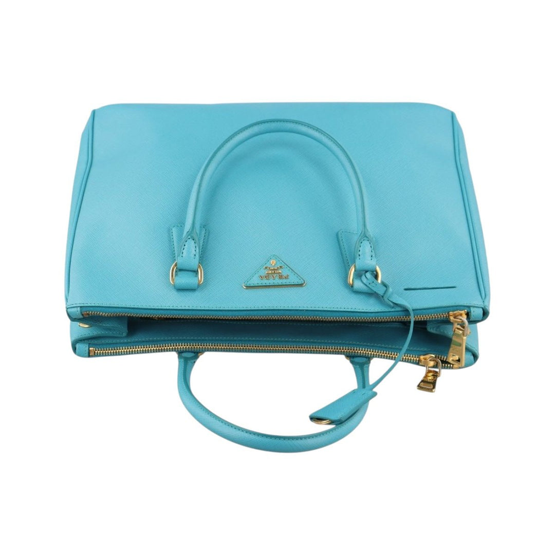 Prada Galleria Saffiano Tote Blue Leather Handbag - Lux Central