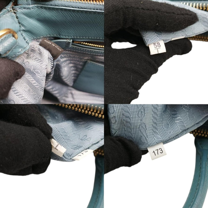 Prada Galleria Saffiano Tote Blue Leather Handbag - Lux Central