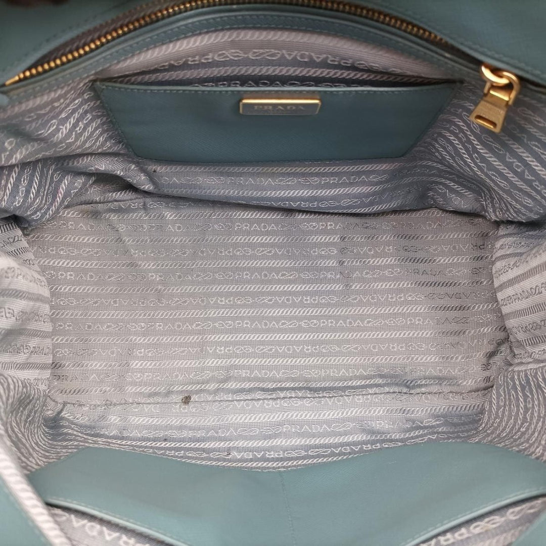 Prada Galleria Saffiano Tote Blue Leather Handbag - Lux Central