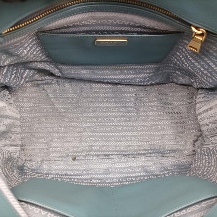 Prada Galleria Saffiano Tote Blue Leather Handbag - Lux Central