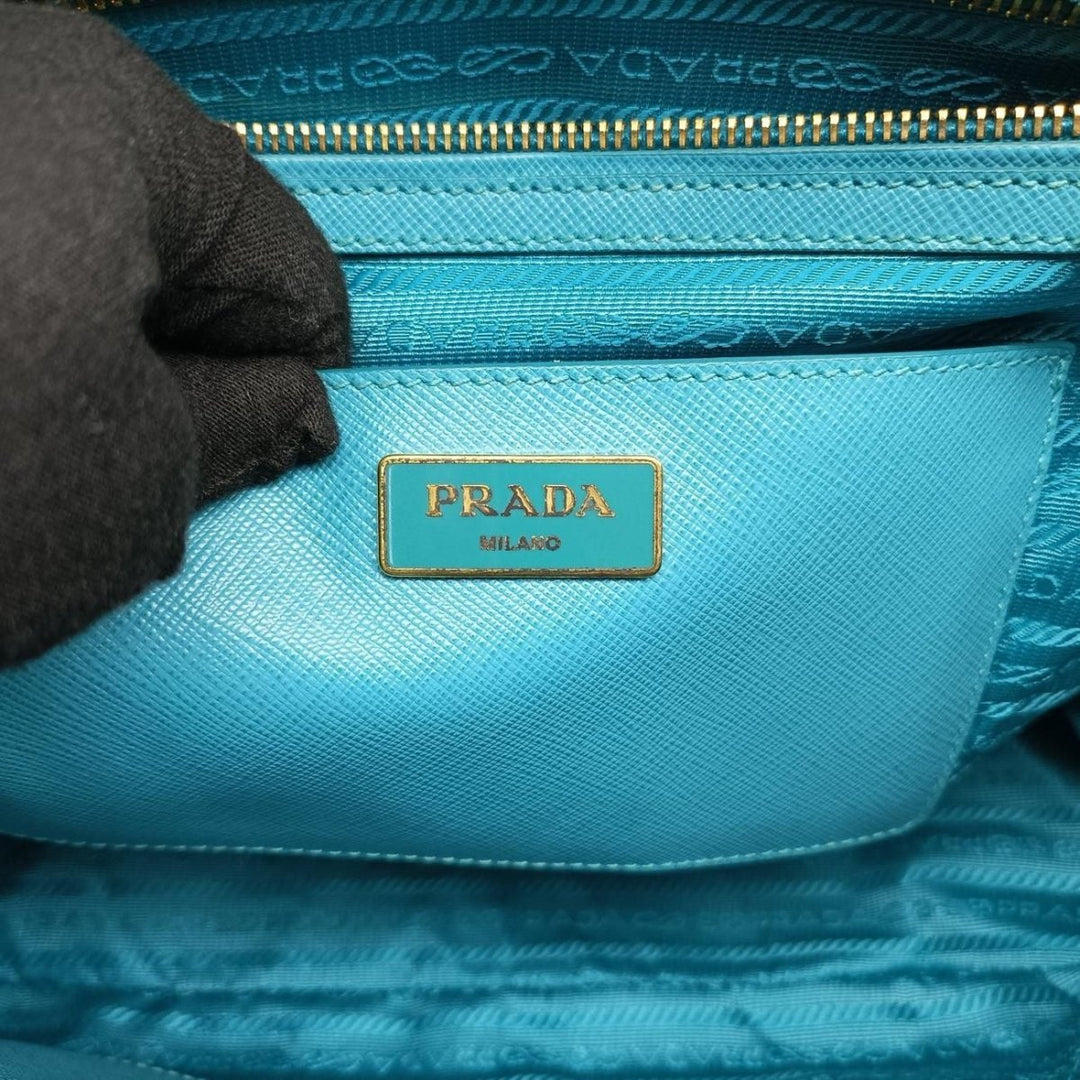 Prada Galleria Saffiano Tote Blue Leather Handbag - Lux Central