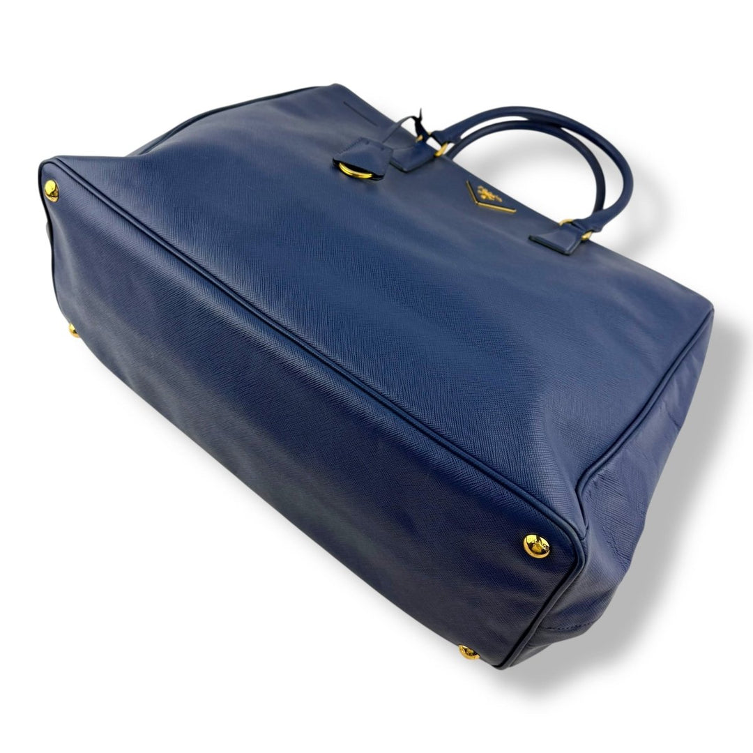 Prada Galleria Saffiano Tote Large Blue Leather Handbag - Lux Central