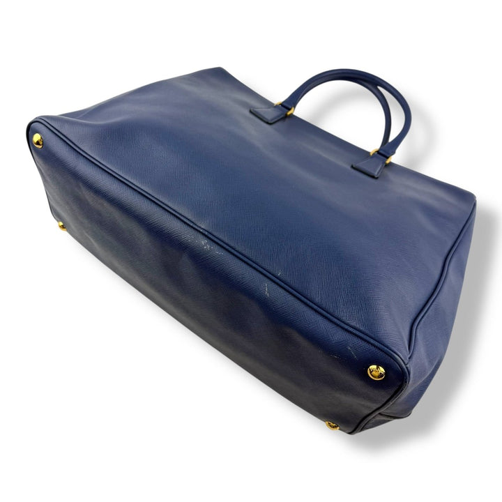 Prada Galleria Saffiano Tote Large Blue Leather Handbag - Lux Central