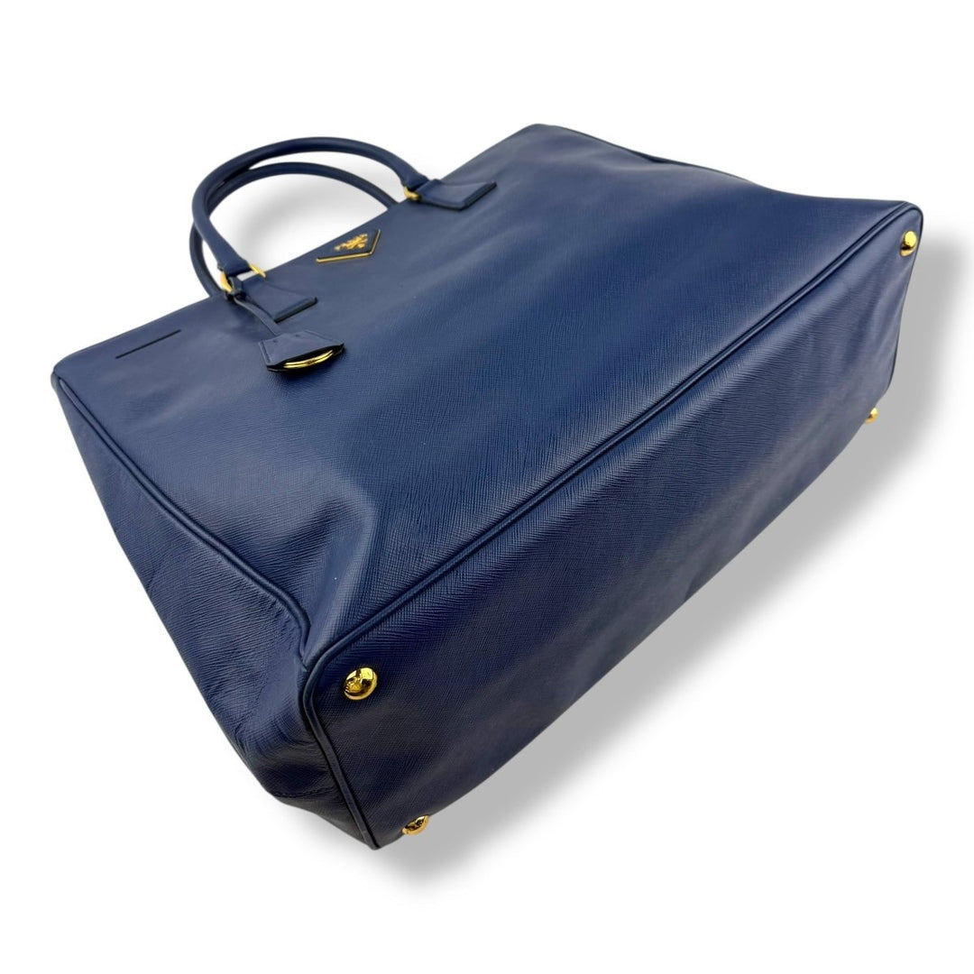 Prada Galleria Saffiano Tote Large Blue Leather Handbag - Lux Central