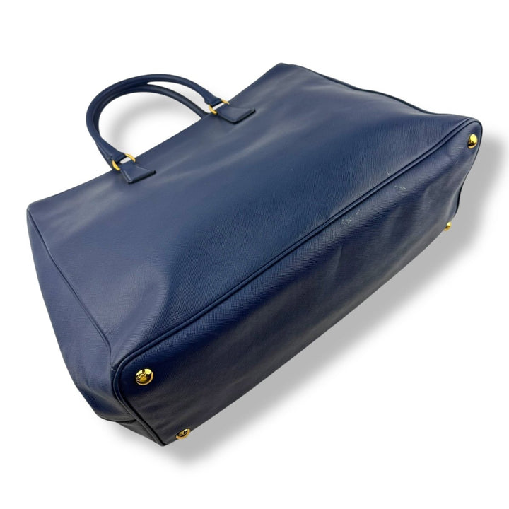 Prada Galleria Saffiano Tote Large Blue Leather Handbag - Lux Central