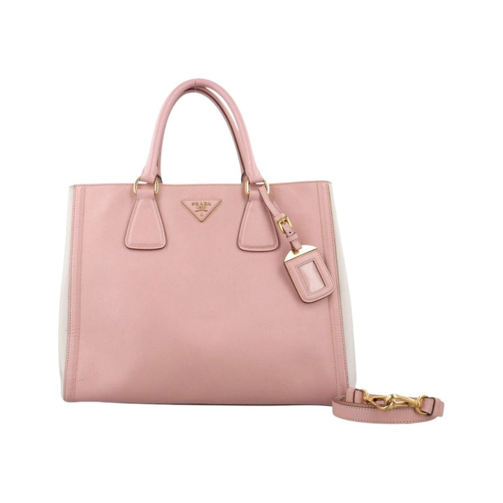Prada Galleria Saffiano Tote Two Tone Pink Leather Handbag - Lux Central