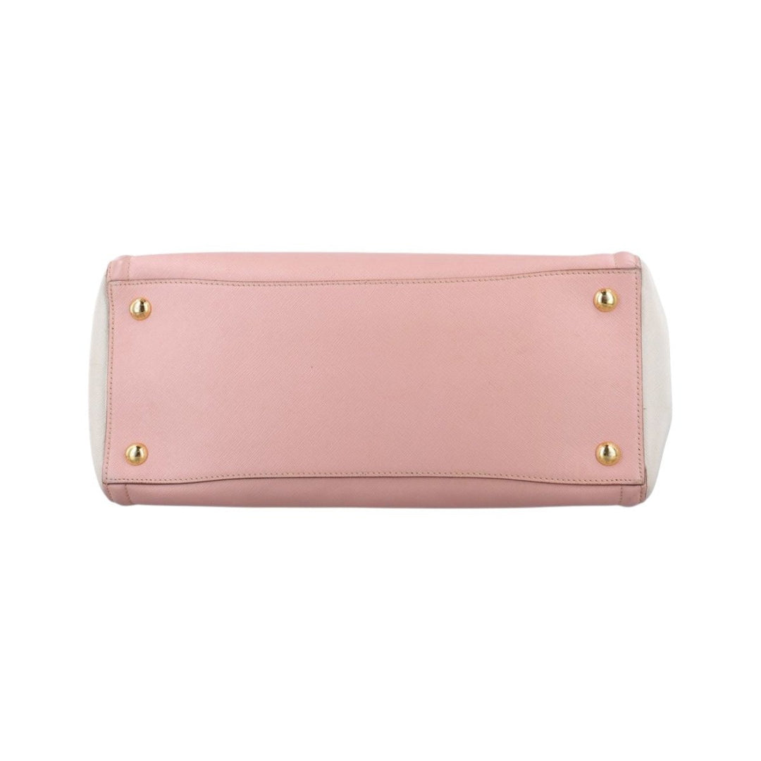 Prada Galleria Saffiano Tote Two Tone Pink Leather Handbag - Lux Central
