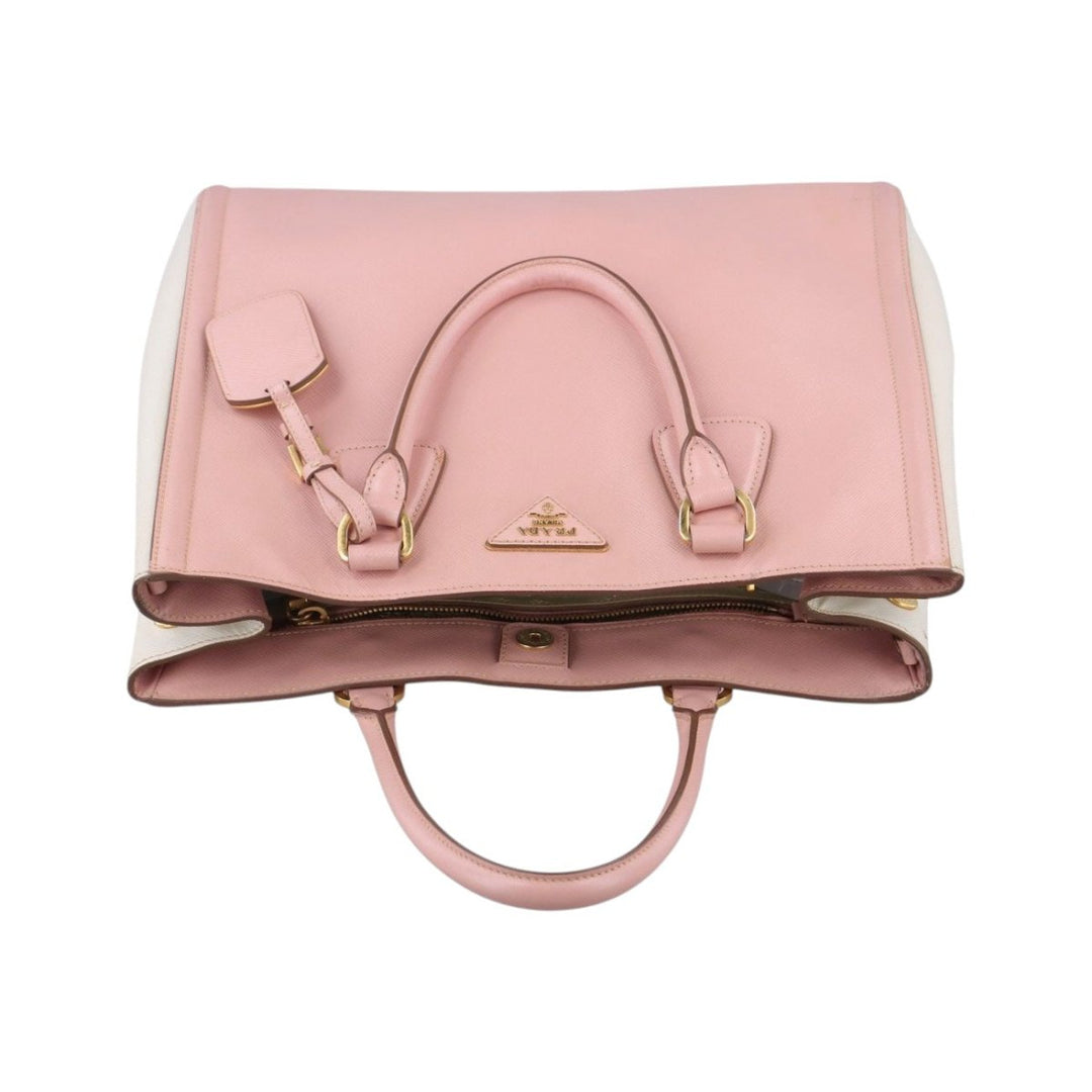 Prada Galleria Saffiano Tote Two Tone Pink Leather Handbag - Lux Central