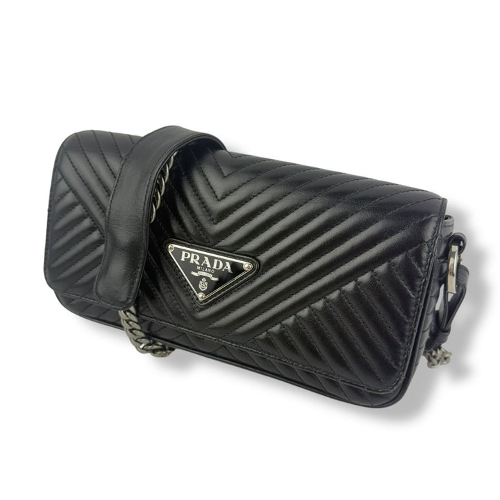 Prada Impunture Black Nappa Leather Crossbody Handbag - Lux Central