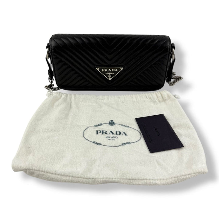 Prada Impunture Black Nappa Leather Crossbody Handbag - Lux Central