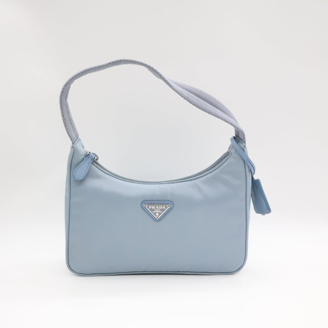 Prada Light Blue Nylon Re-Edition 2000 Pochette Handbag - Lux Central