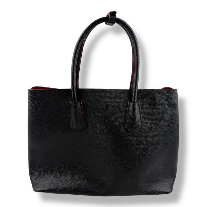 Prada Medium Double Tote Saffiano Black Leather Handbag - Lux Central