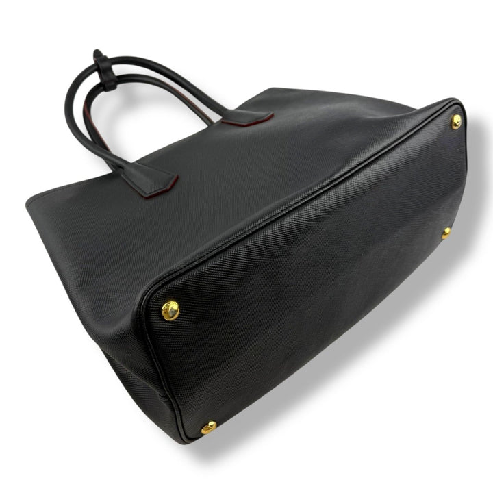 Prada Medium Double Tote Saffiano Black Leather Handbag - Lux Central