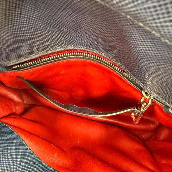 Prada Medium Double Tote Saffiano Navy Medium Leather Tote Handbag - Lux Central