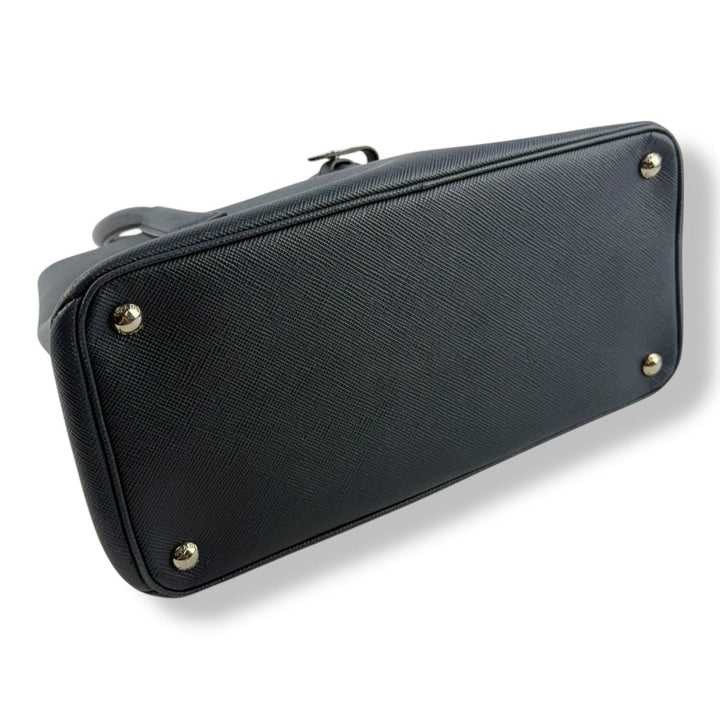 Prada Medium Double Tote Saffiano Navy Medium Leather Tote Handbag - Lux Central