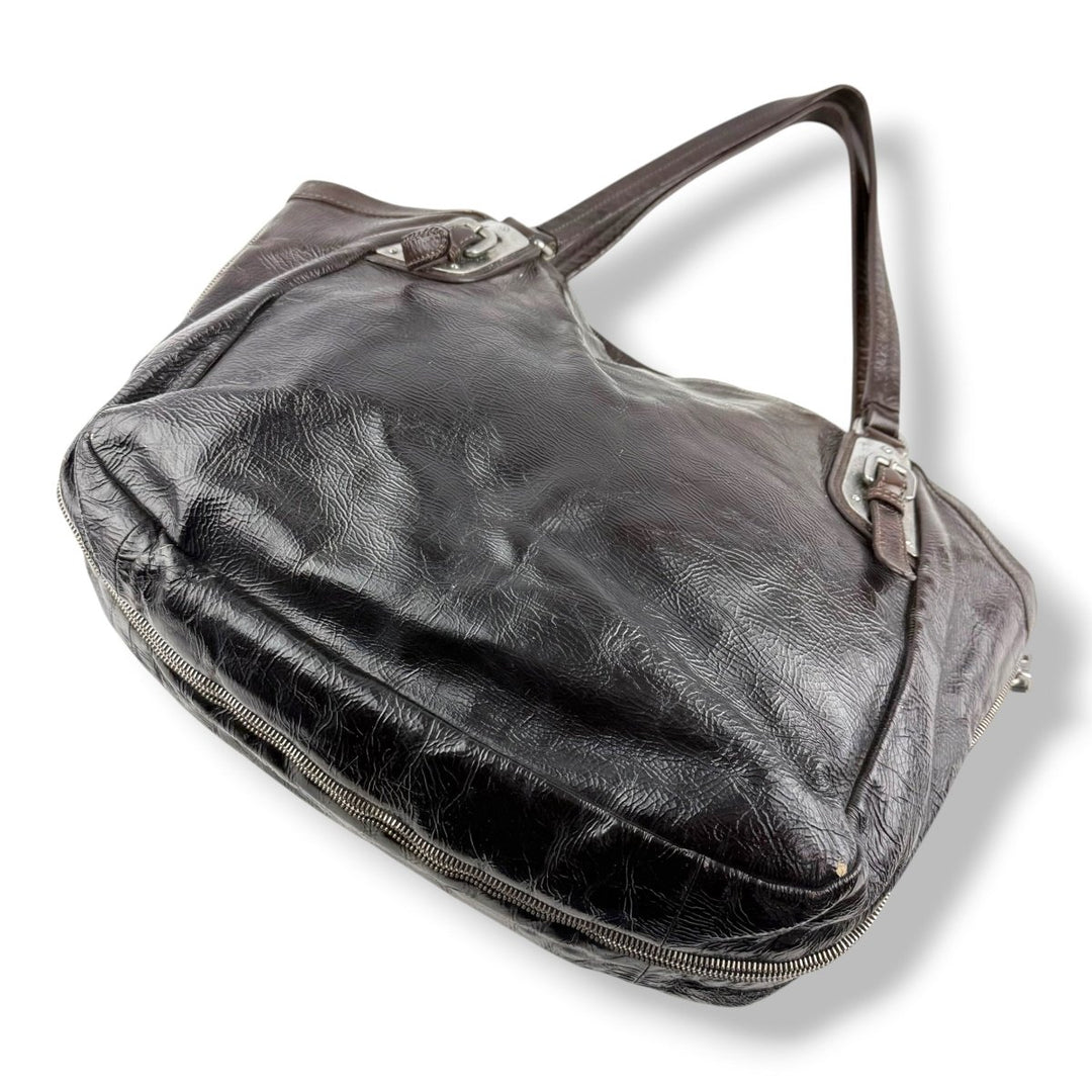 Prada Mirtillo Ombre Brown Crinkled Leather Handbag - Lux Central
