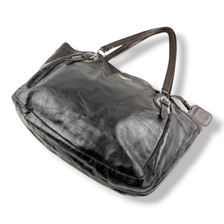 Prada Mirtillo Ombre Brown Crinkled Leather Handbag - Lux Central