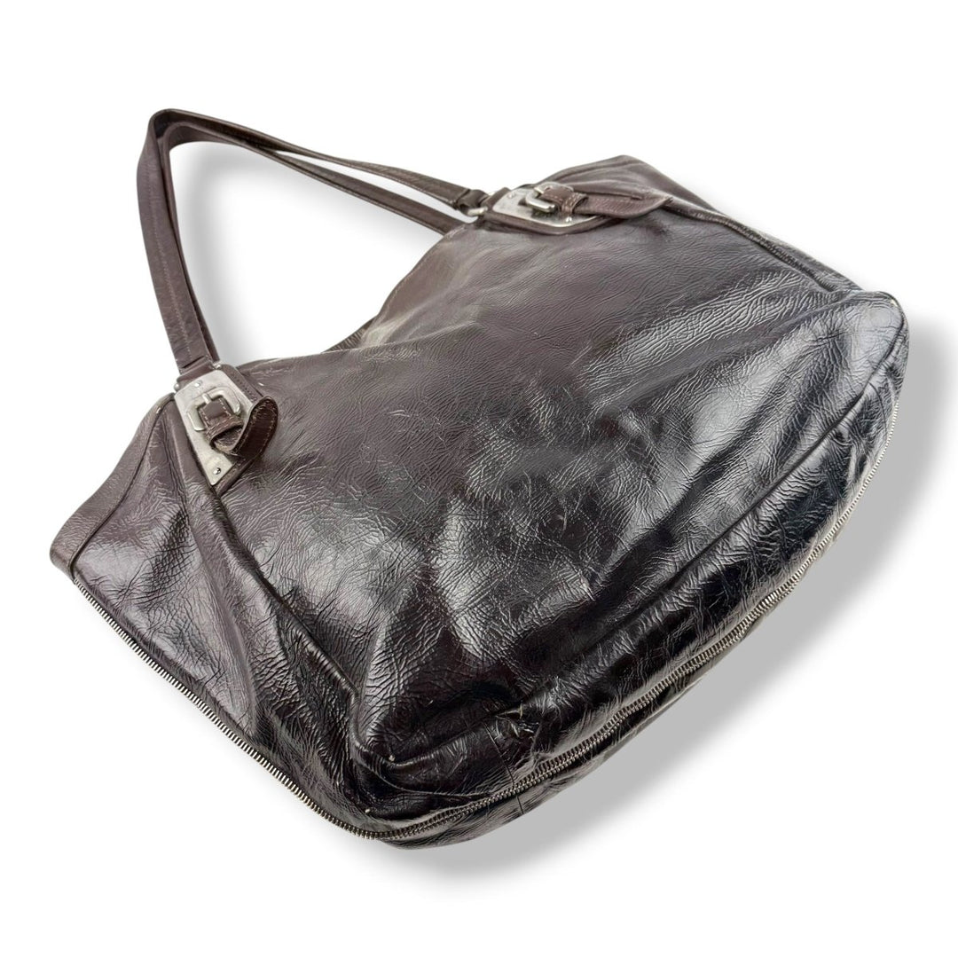 Prada Mirtillo Ombre Brown Crinkled Leather Handbag - Lux Central
