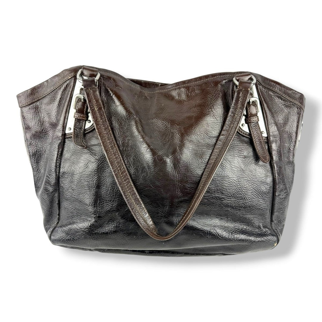 Prada Mirtillo Ombre Brown Crinkled Leather Handbag - Lux Central