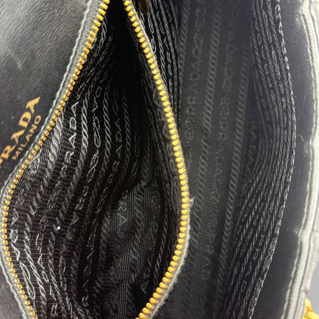 Prada Nappa Gaufre Black Leather Shoulder Handbag - Lux Central