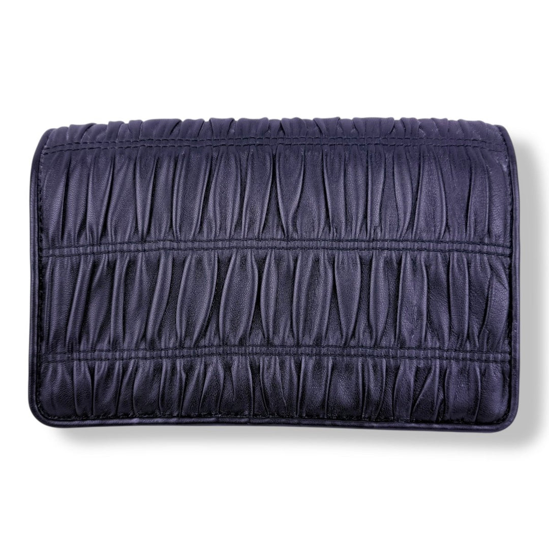 Prada Nappa Gaufre Black Leather Wallet on Chain Handbag - Lux Central