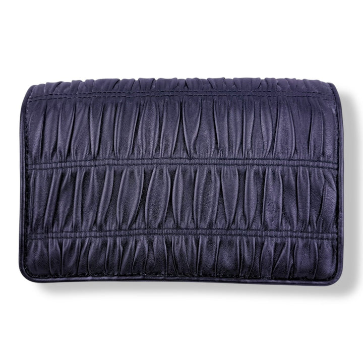 Prada Nappa Gaufre Black Leather Wallet on Chain Handbag - Lux Central