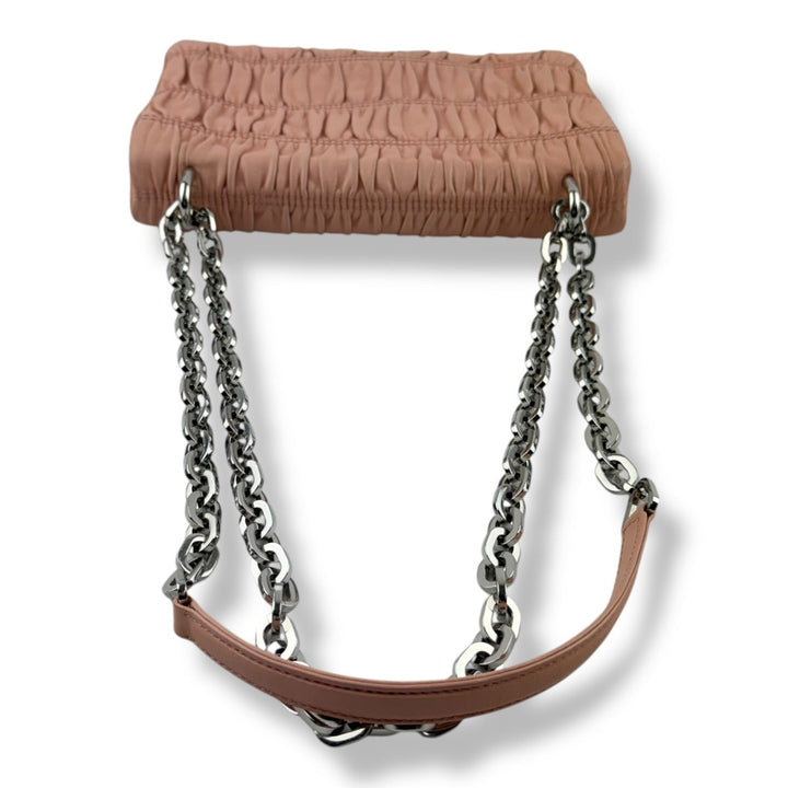 Prada Nappa Gaufre Pink Chain Flap Leather Handbag - Lux Central