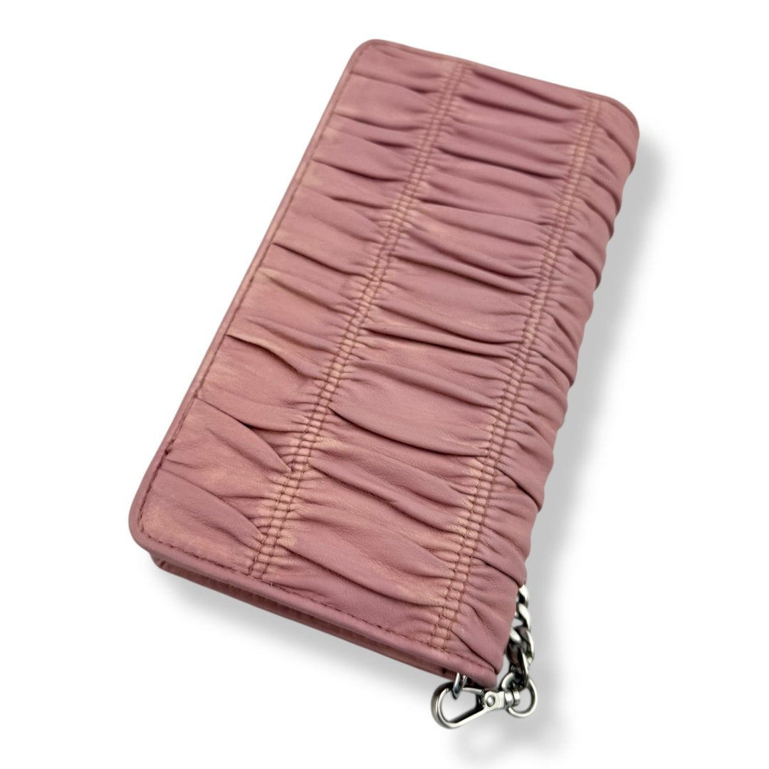 Prada Nappa Gaufre Pink Leather Wallet on Chain Handbag - Lux Central