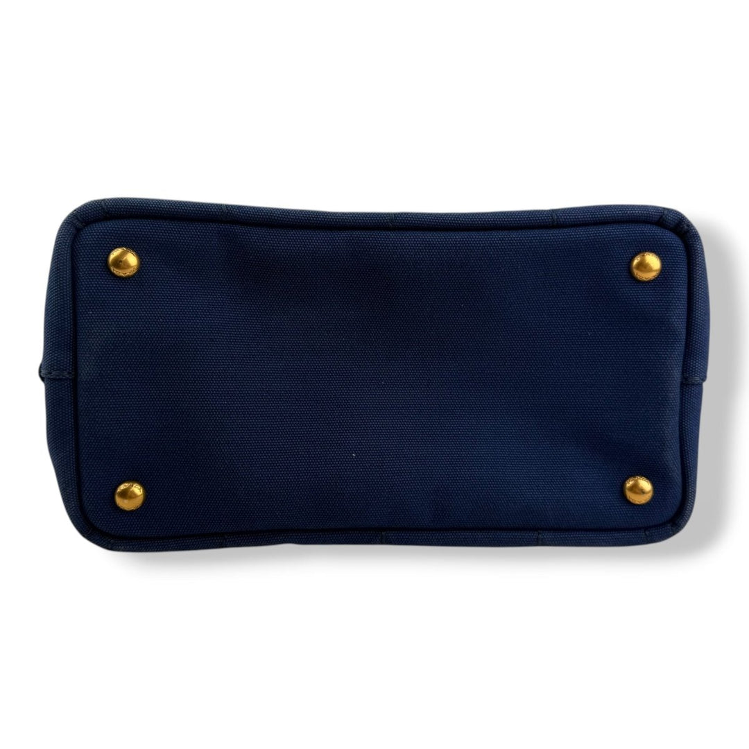 Prada Navy Small Canapa Tote Handbag - Lux Central