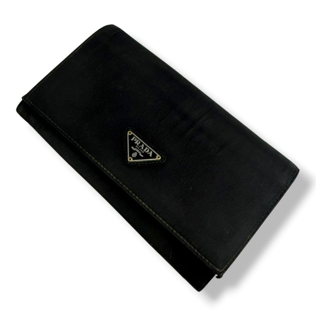 Prada Nylon Quilted Black Flap Wallet - Lux Central