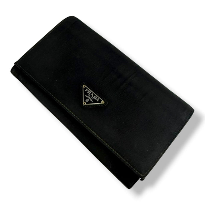 Prada Nylon Quilted Black Flap Wallet - Lux Central