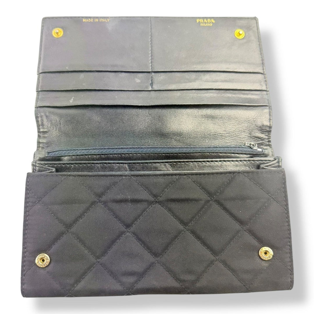 Prada Nylon Quilted Navy Wallet - Lux Central