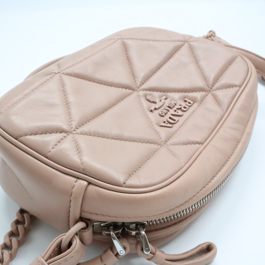 Prada Pink Nappa Gauffre Leather Camera Crossbody Handbag - Lux Central