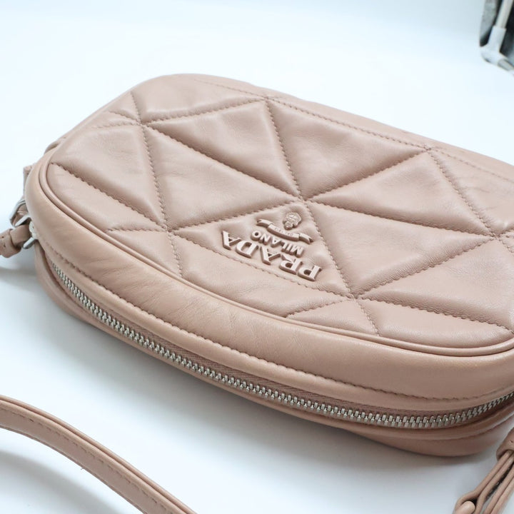 Prada Pink Nappa Gauffre Leather Camera Crossbody Handbag - Lux Central
