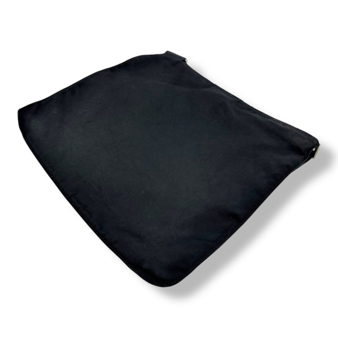 Prada Plaque Logo Black Nylon Messenger Crossbody Bag - Lux Central