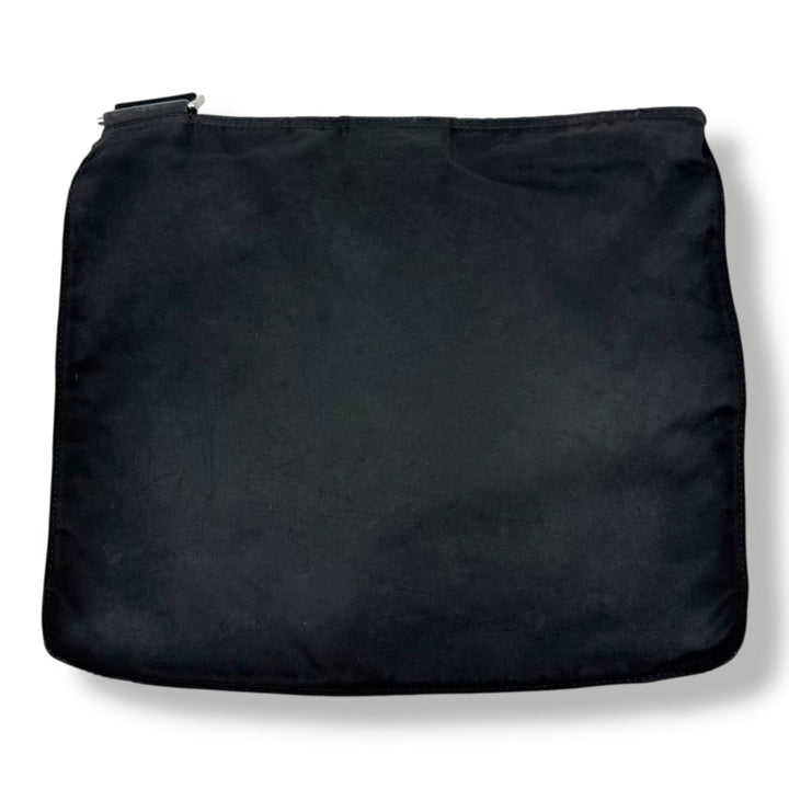 Prada Plaque Logo Black Nylon Messenger Crossbody Bag - Lux Central