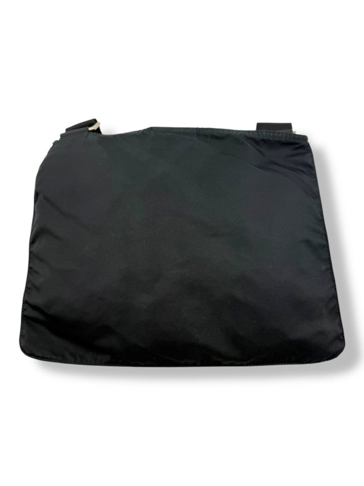 Prada Plaque Logo Black Nylon Messenger Crossbody Bag - Lux Central