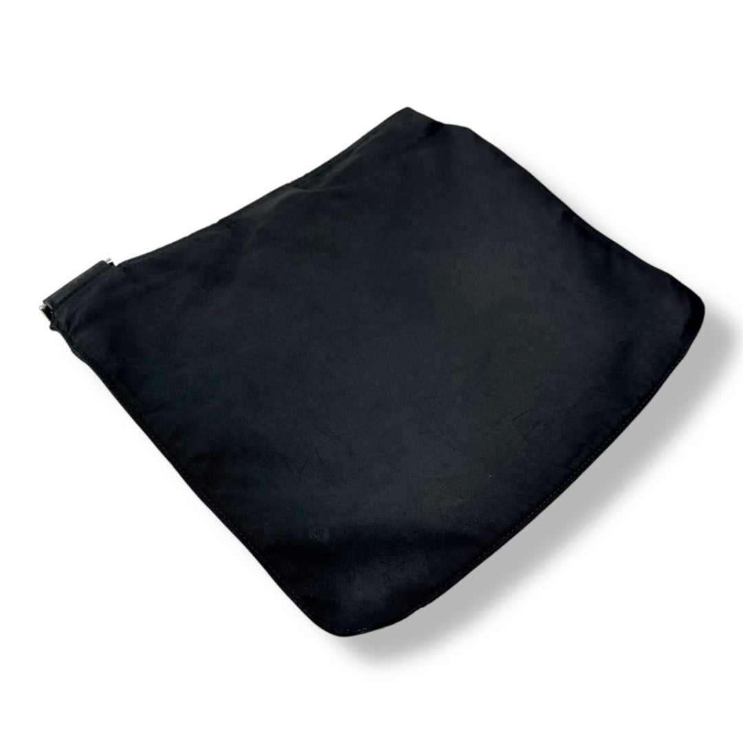 Prada Plaque Logo Black Nylon Messenger Crossbody Bag - Lux Central