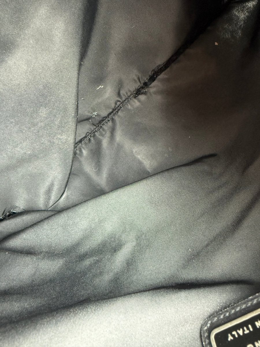 Prada Plaque Logo Black Nylon Messenger Crossbody Bag - Lux Central