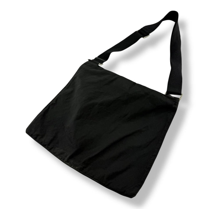 Prada Plaque Logo Black Nylon Messenger Crossbody Bag - Lux Central