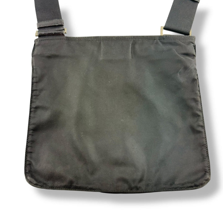 Prada Plaque Logo Black Nylon Messenger Crossbody Bag - Lux Central