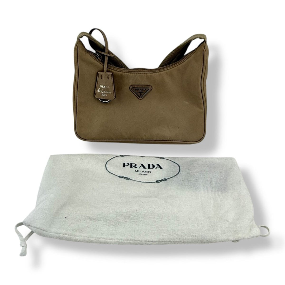 Prada Re - Editon 2000 Beige Nylon Handbag - Lux Central