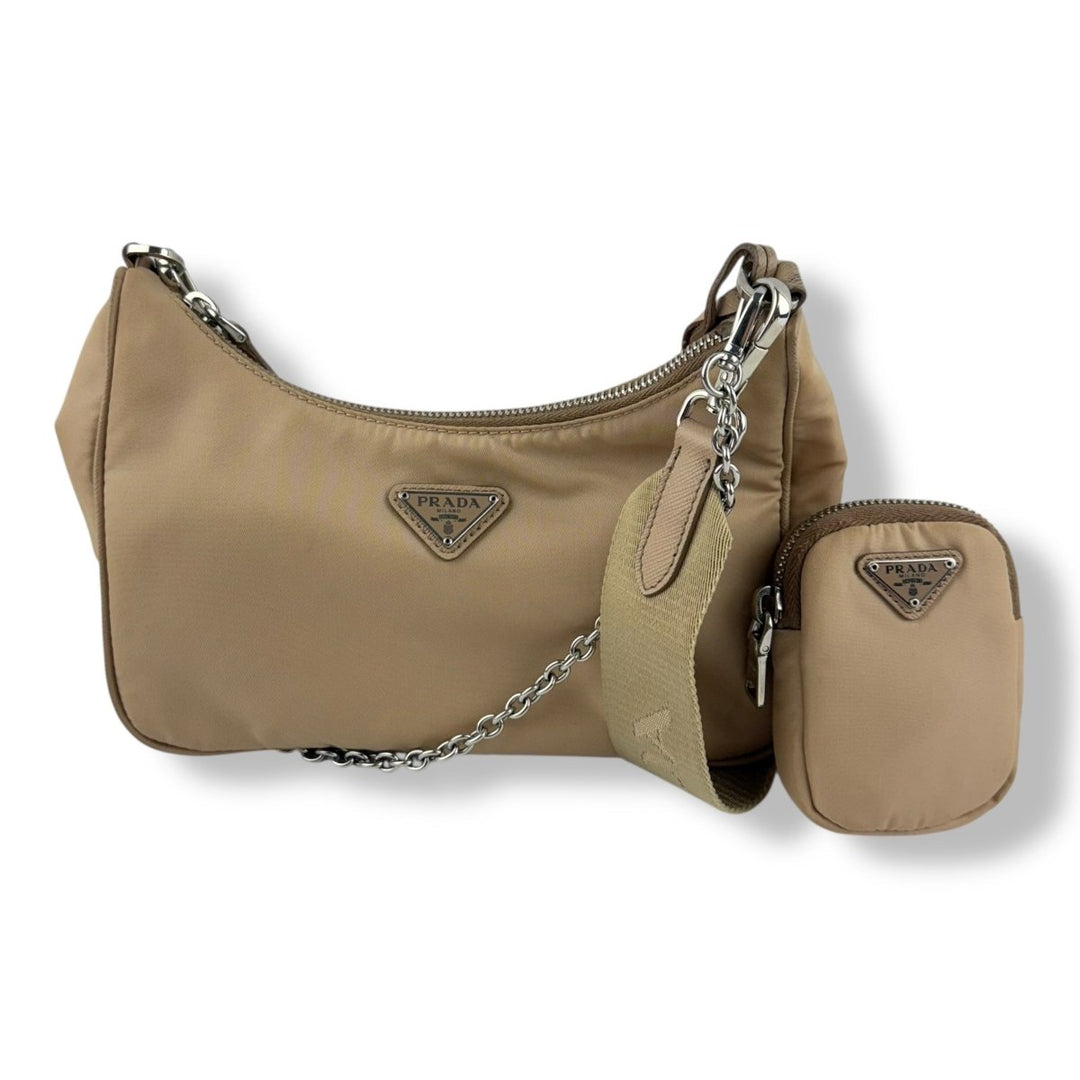 Prada Re - Editon 2005 Beige Re - Nylon Handbag - Lux Central