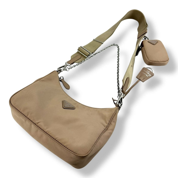 Prada Re - Editon 2005 Beige Re - Nylon Handbag - Lux Central