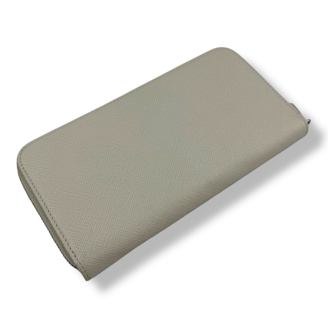 Prada Saffiano Cream Long Zip Around Wallet - Lux Central