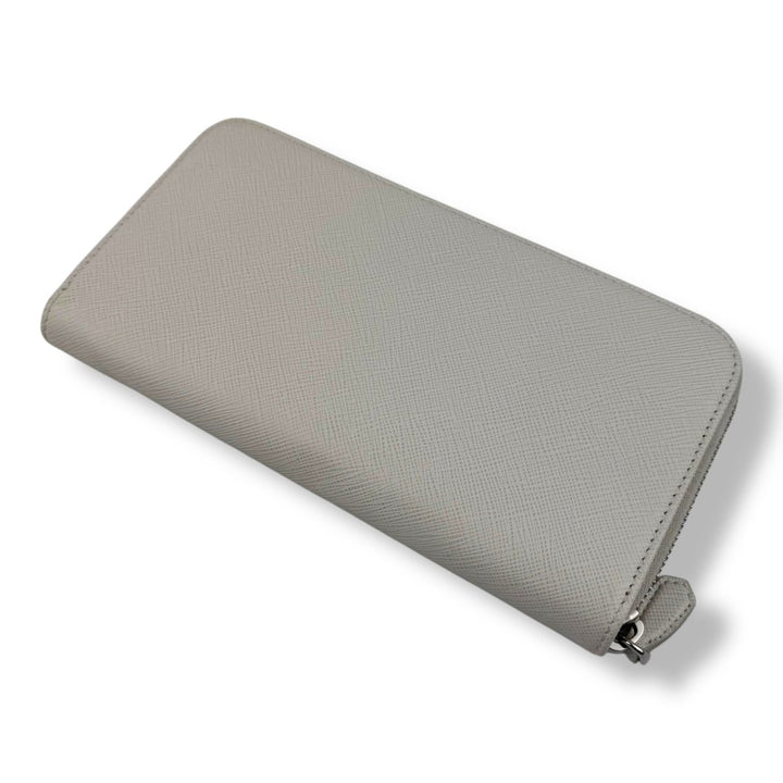 Prada Saffiano Cream Long Zip Around Wallet - Lux Central