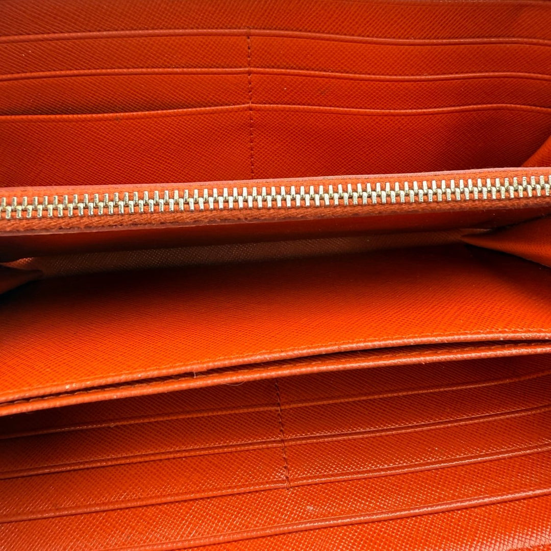 Prada Saffiano Orange/Red Zip Around Wallet - Lux Central