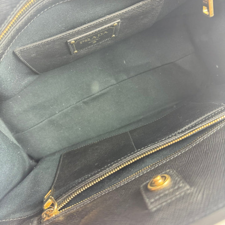Prada Saffiano Tote Blue Black Handbag - Lux Central